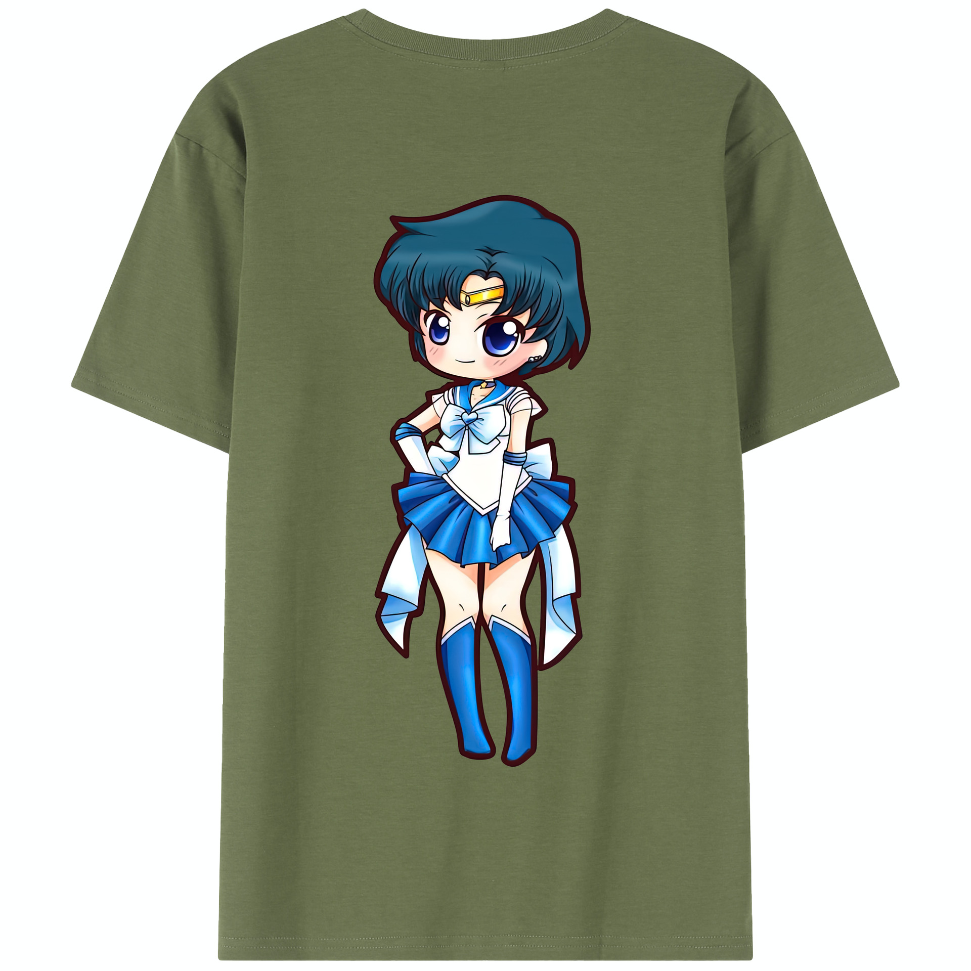 （画像用） 美少女戦士セーラームーン 水野 亜美 みずの あみ Sailor Moon Mizuno Ami 綿100％半袖Tシャツ（背面プリント）